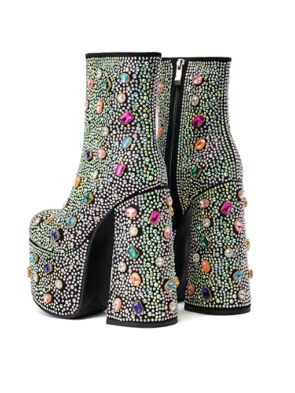 Rhinestone Platform Boots with Chunky Heel - Sparkly Ankle Boots for Party & - Picture 5 of 7